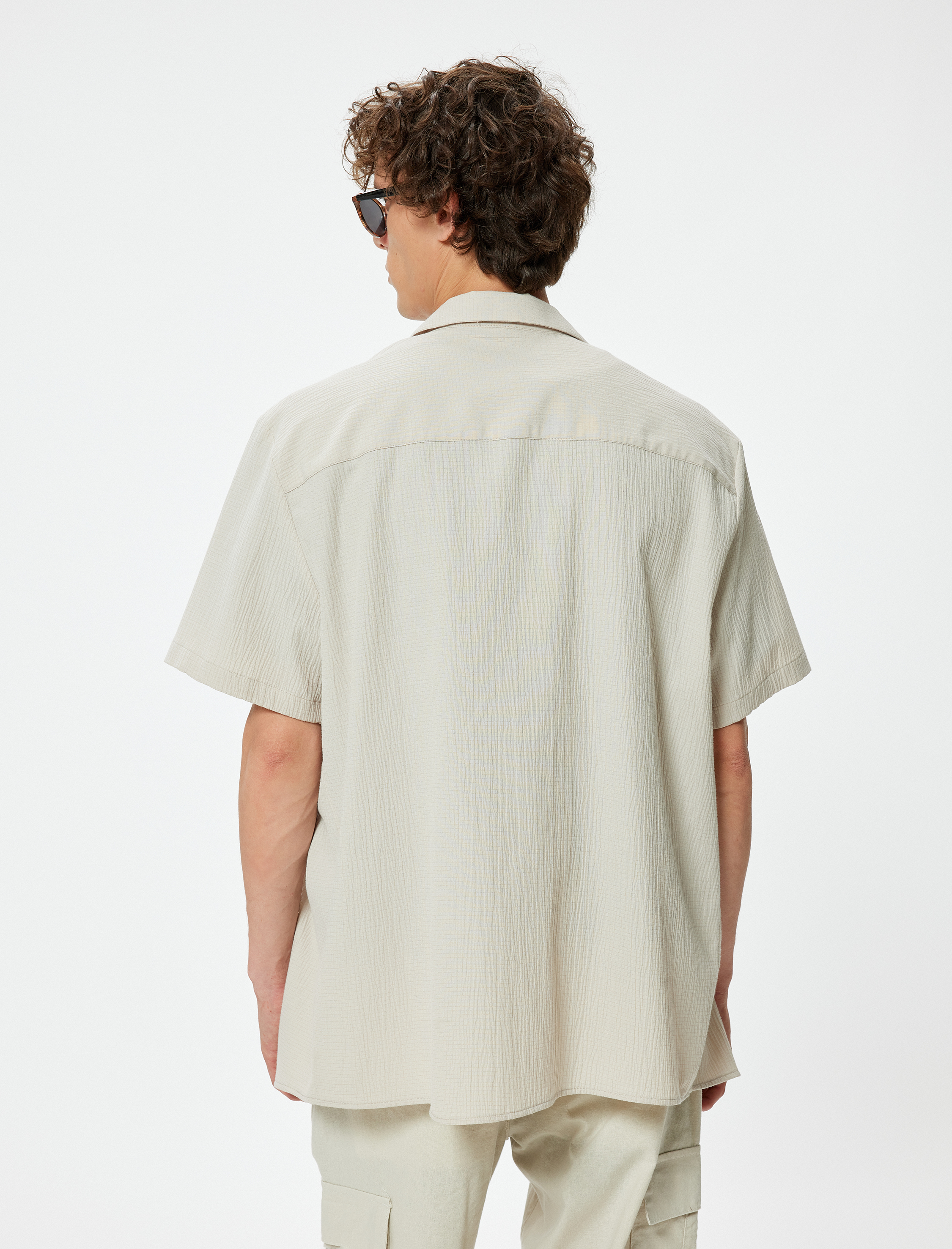   Kısa Kollu Gömlek Düğmeli Pamuk Karışımlı Regular Fit