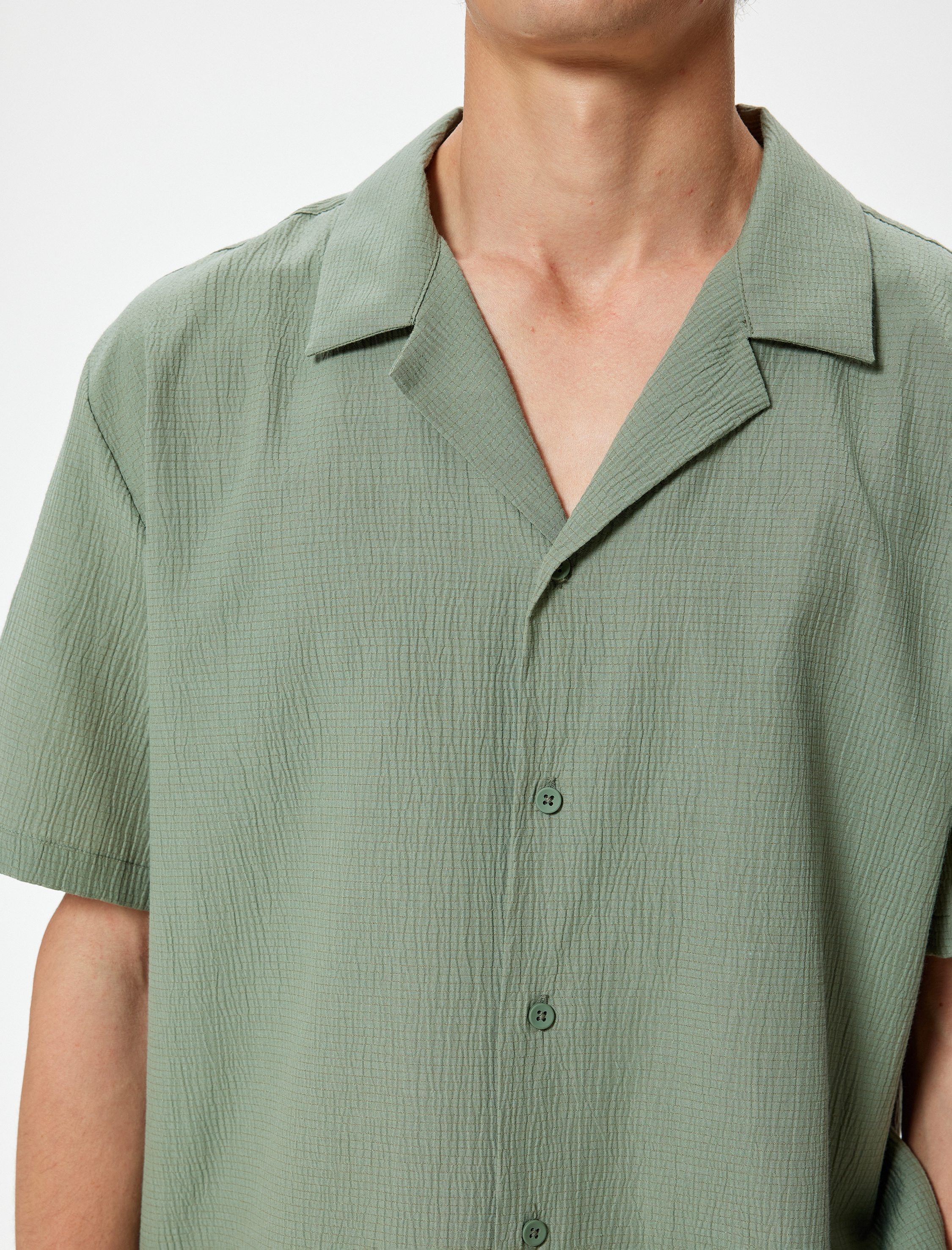   Kısa Kollu Gömlek Düğmeli Pamuk Karışımlı Regular Fit