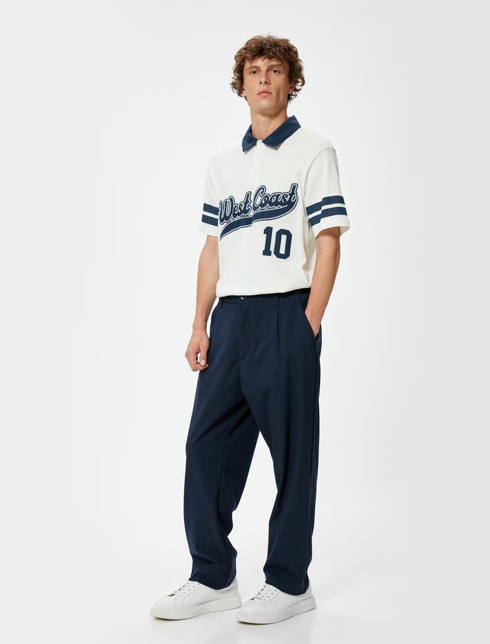  Kolej Tişört Polo Yaka Oversize Kısa Kollu Düğme Detaylı Pamuklu