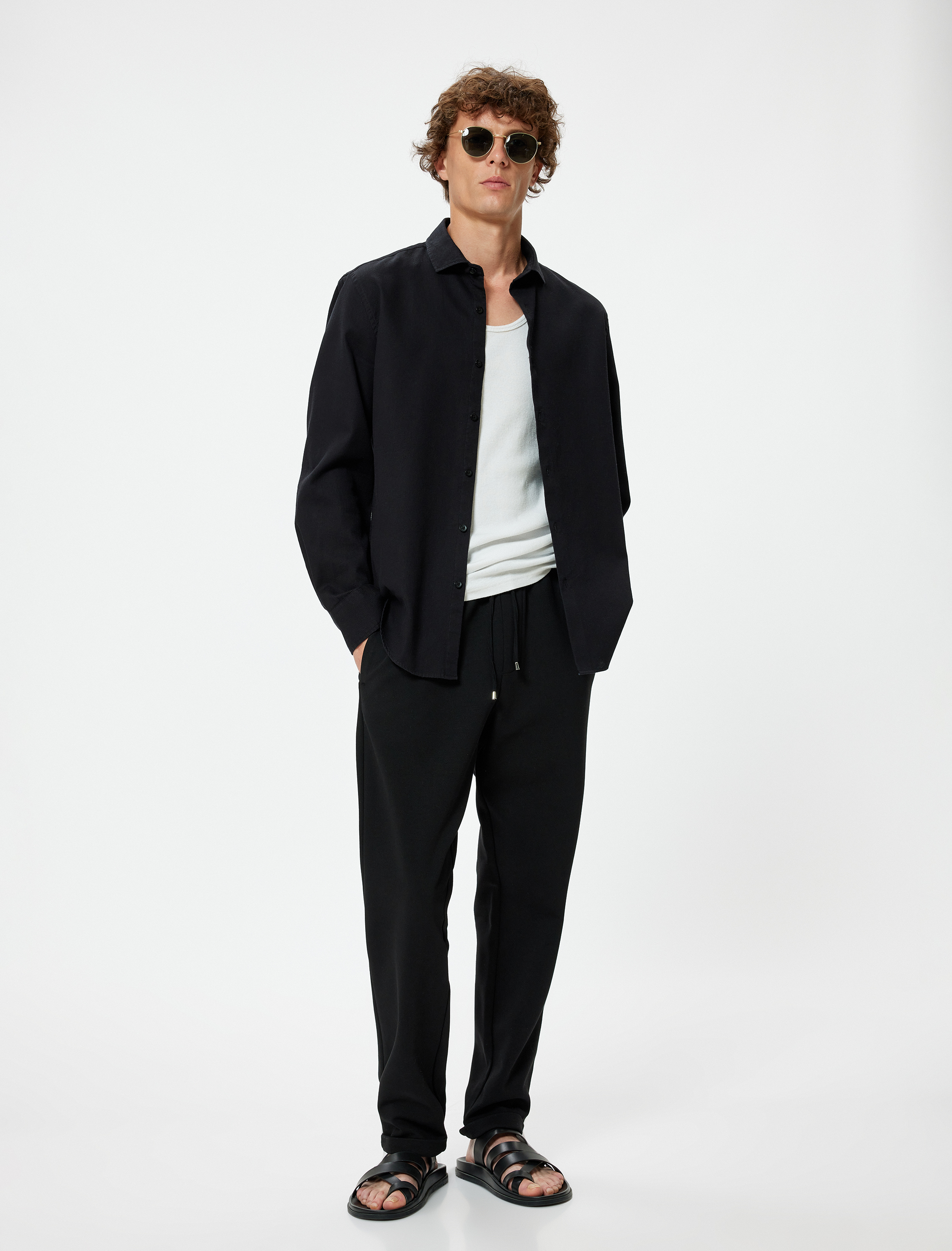   Slim Fit Uzun Kollu Yarım İtalyan Yaka Gömlek