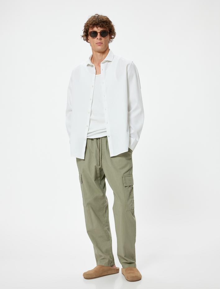  Slim Fit Uzun Kollu Yarım İtalyan Yaka Gömlek