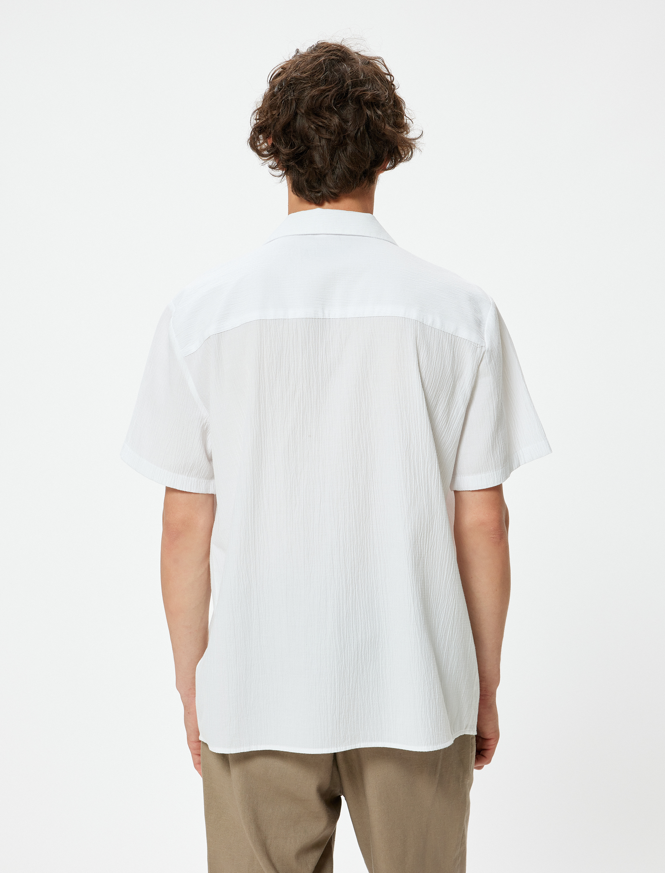   Kısa Kollu Gömlek Düğmeli Pamuk Karışımlı Regular Fit