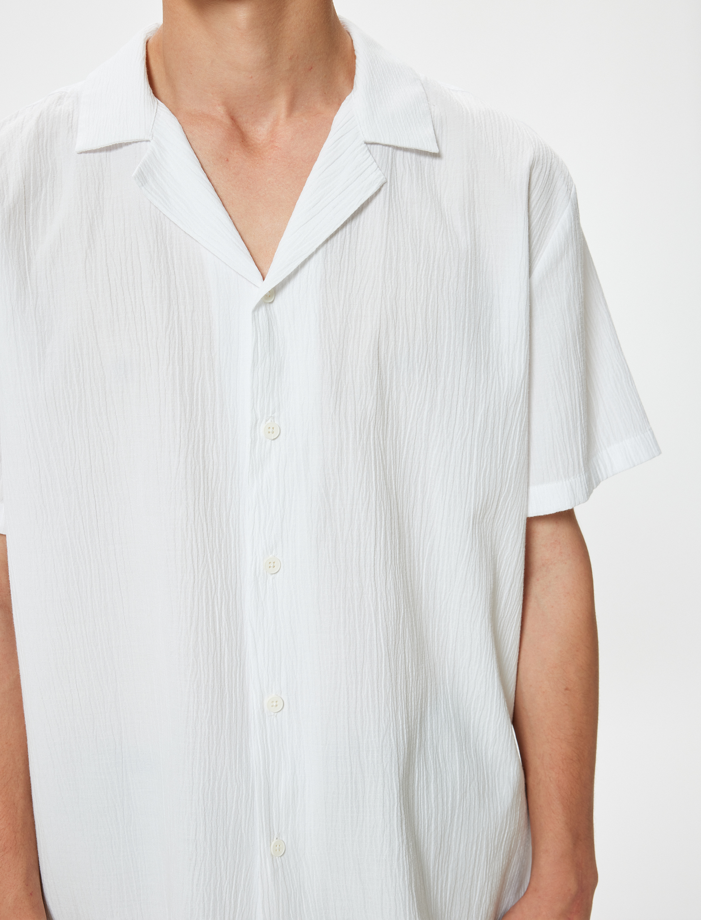   Kısa Kollu Gömlek Düğmeli Pamuk Karışımlı Regular Fit