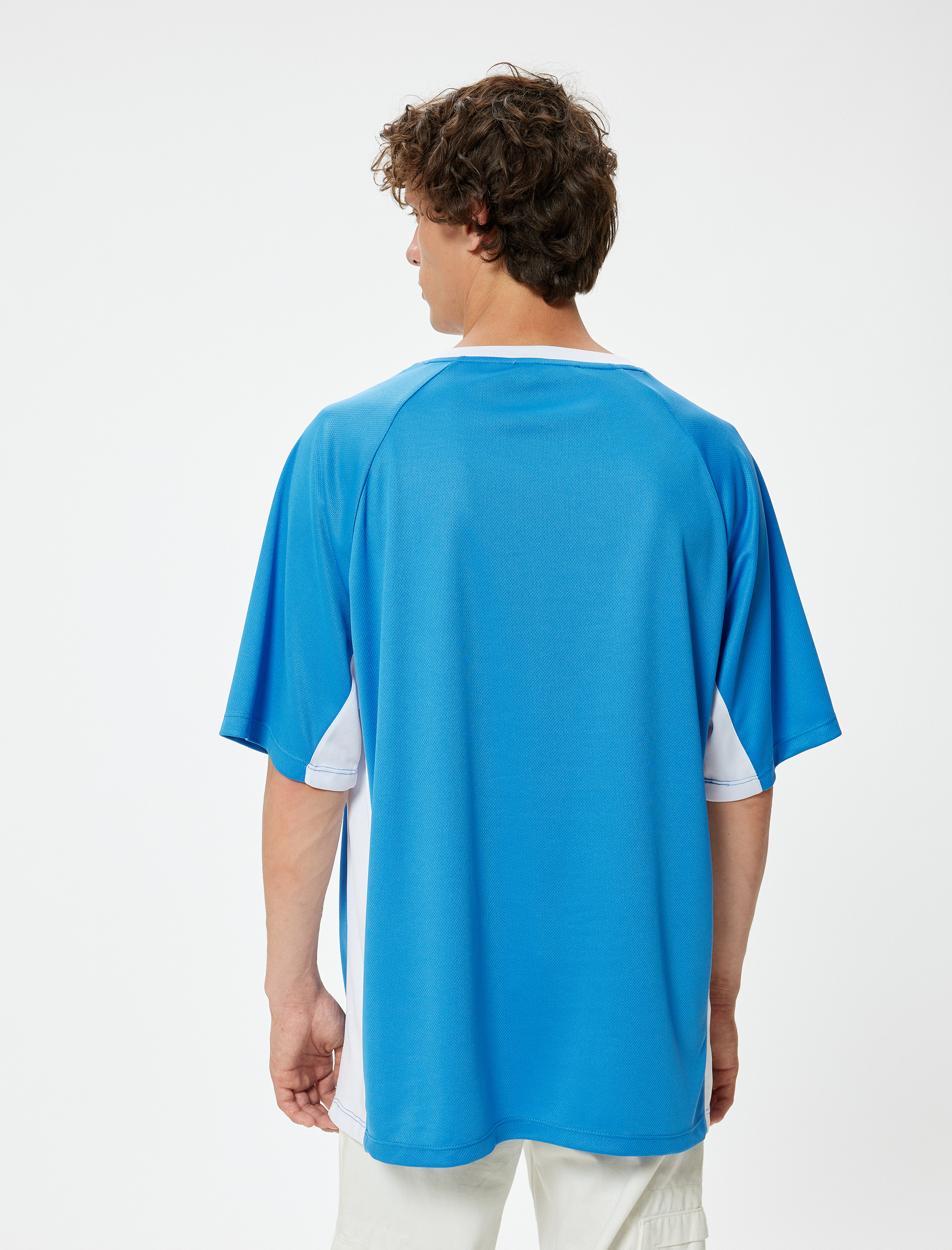   Oversize Kolej Tişört Slogan Baskılı Kısa Kollu V Yaka