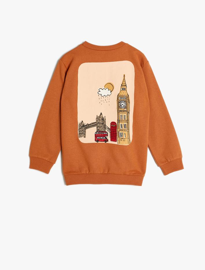 Erkek Çocuk Sweat Uzun Kollu Bisiklet Yaka Şehir Baskılı Şardonlu