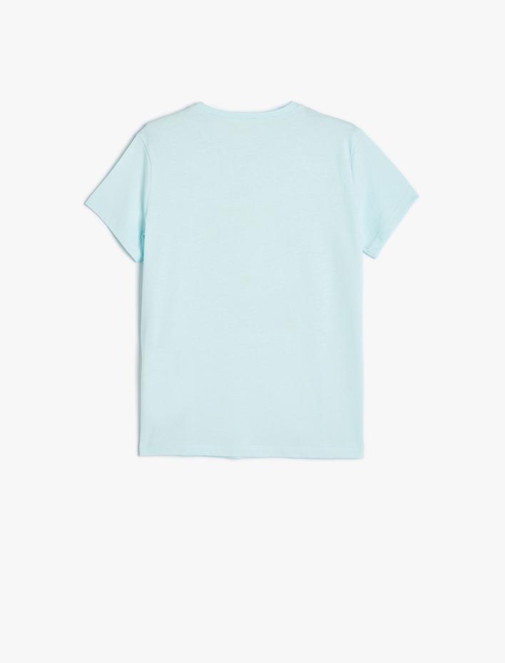 Kız Çocuk Tişört Anime Baskılı Kısa Kollu Bisiklet Yaka