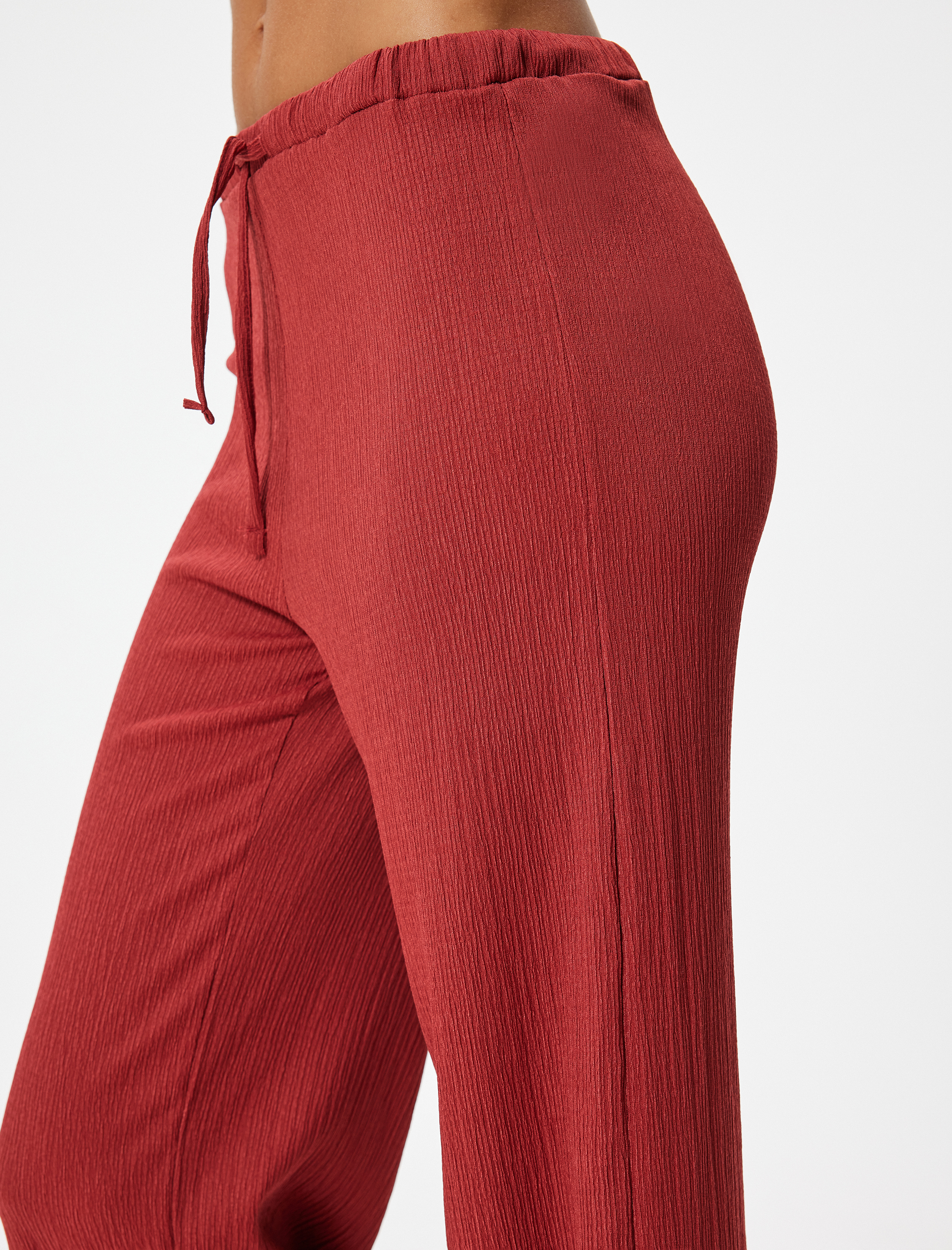   Bol Paça Pantolon Beli Bağlamalı Fitilli Bürümcük