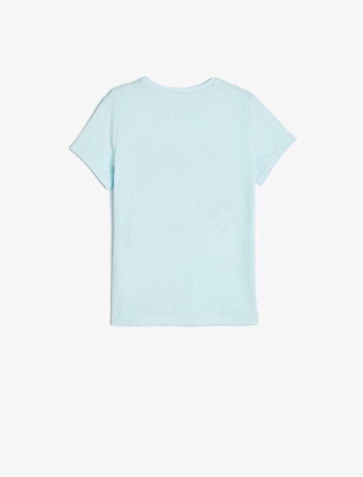 Kız Çocuk Tişört Anime Baskılı Kısa Kollu Bisiklet Yaka