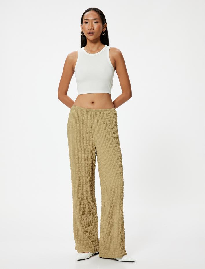  Dokulu Bol Paça Pantolon