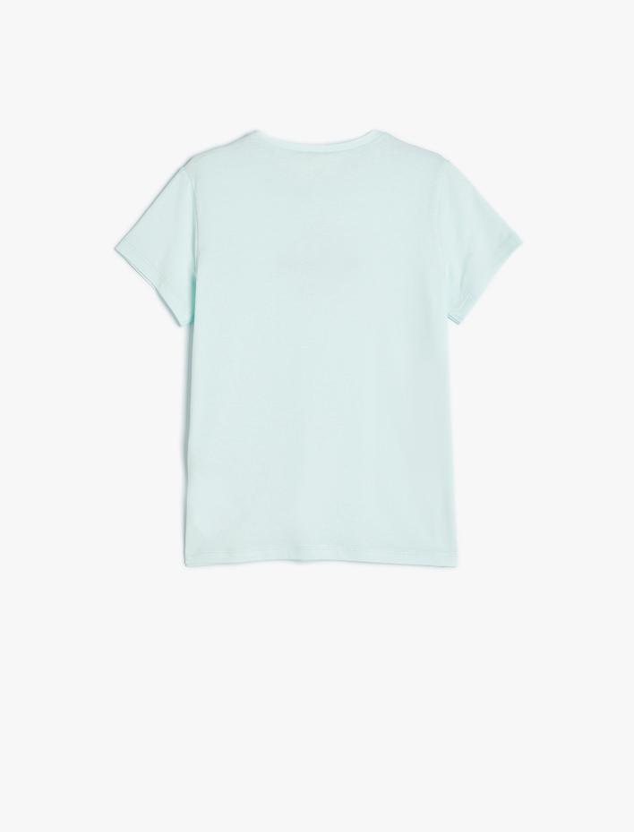 Kız Çocuk Tişört Panda Baskılı Kısa Kollu Bisiklet Yaka Pamuklu