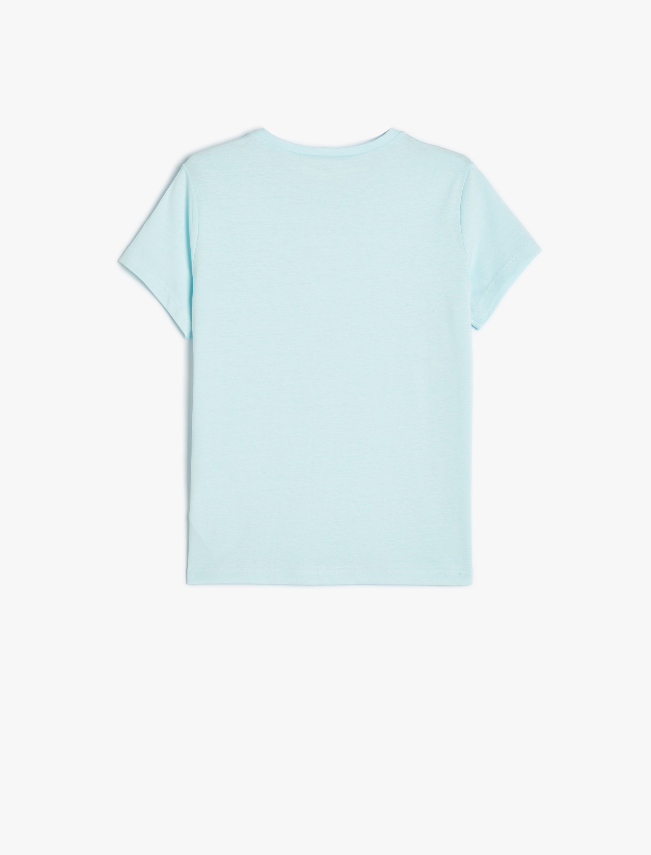  Kız Çocuk Tişört Slogan Baskılı Kısa Kollu Bisiklet Yaka