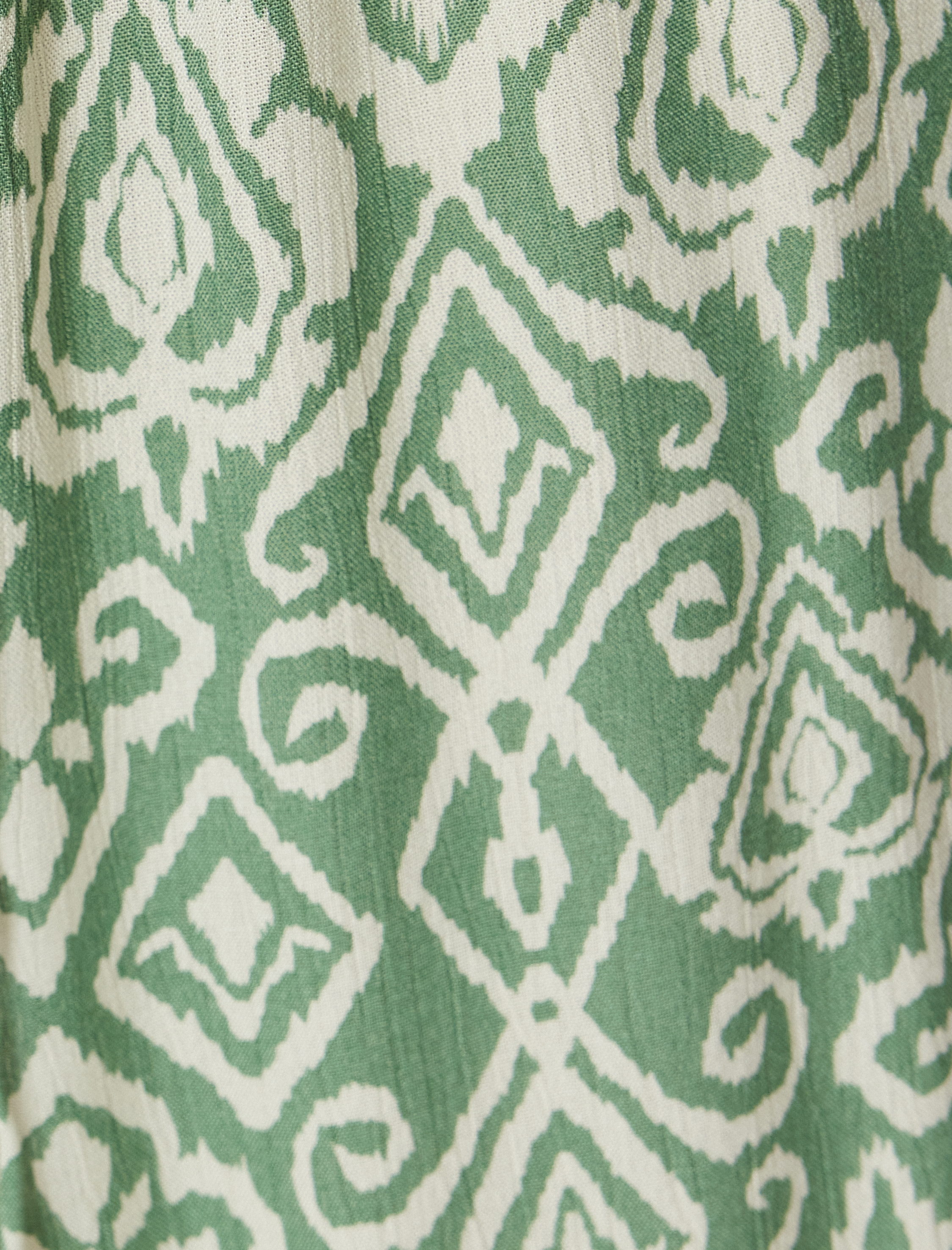   Yazlık Pantolon Beli Bağcıklı Düz Paça Etnik Desenli Standart Bel