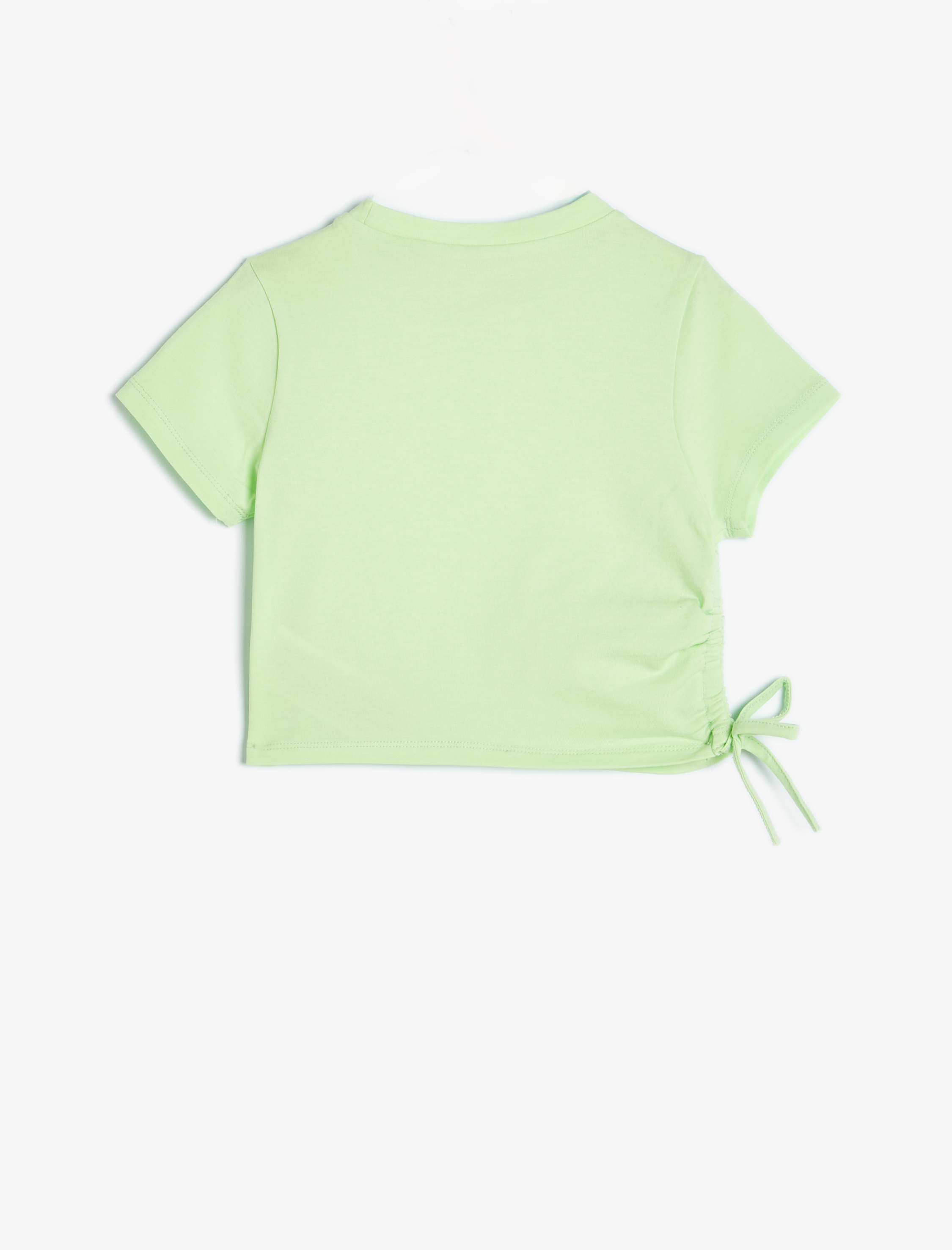  Kız Çocuk Tişört Büzgü Detaylı Kısa Kollu Bisiklet Yaka