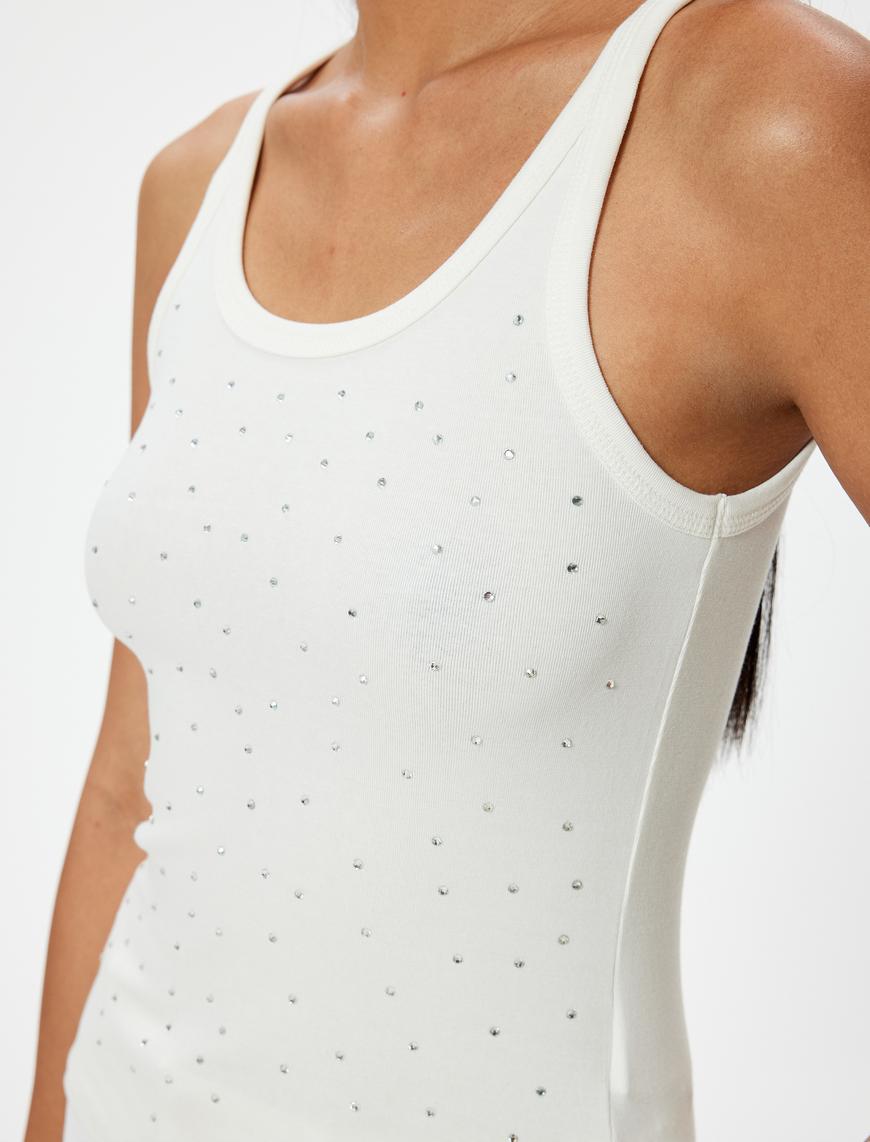   Taşlı Atlet Slim Fit U Yaka