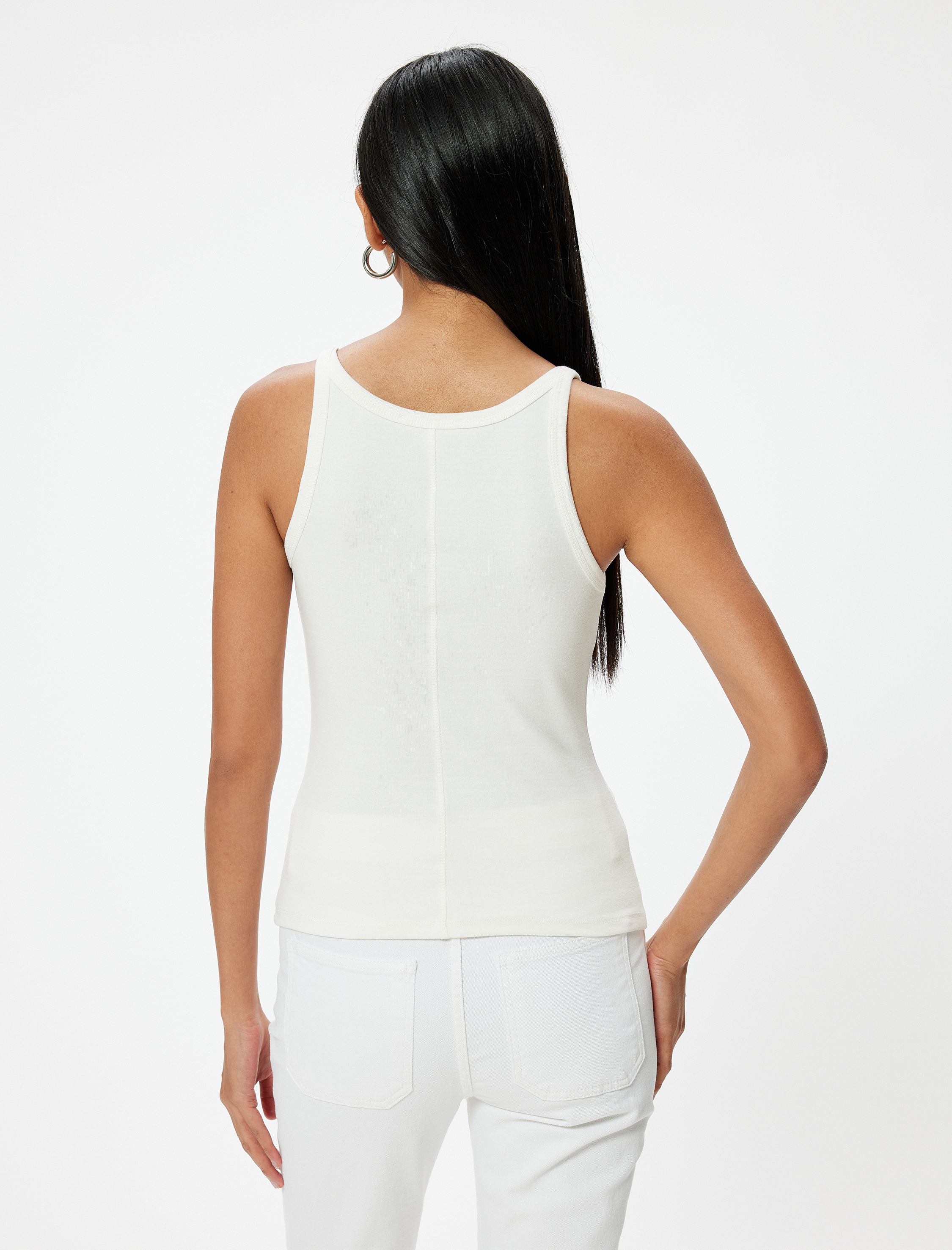   Taşlı Atlet Slim Fit U Yaka