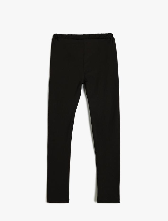 Kız Çocuk Spor Taytı Slogan Baskılı Beli Lastikli