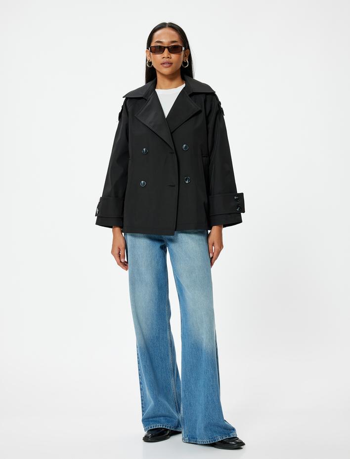  Cepli Kruvaze Kısa Trençkot