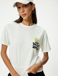 SmileyWorld® Oversize Tişört Baskılı Bisiklet Yaka Lisanslı