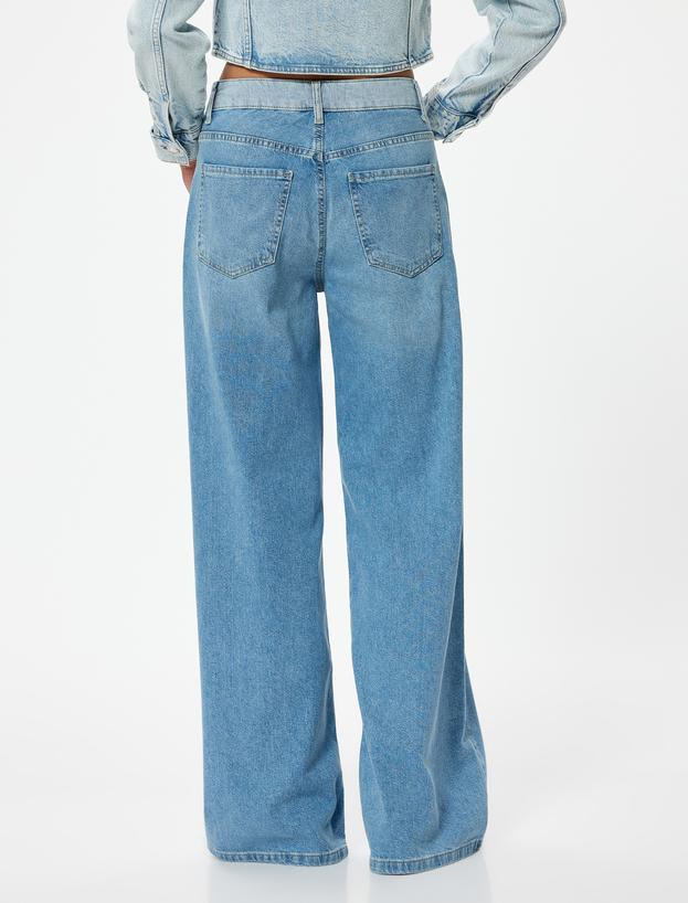 Geniş Paça Kot Pantolon Standart Bel Düğmeli - Bianca Wide Leg Jeans_3