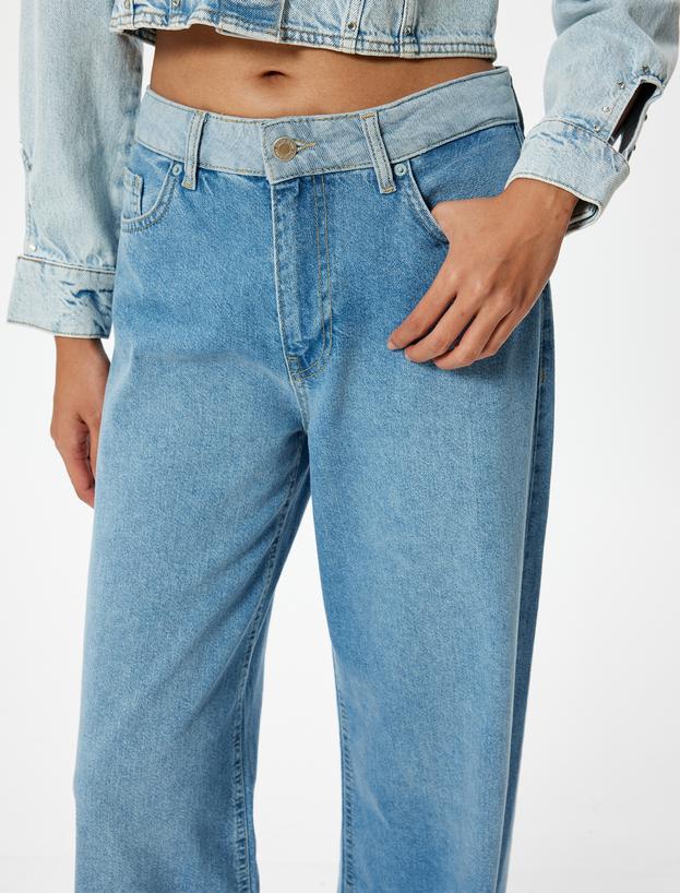 Geniş Paça Kot Pantolon Standart Bel Düğmeli - Bianca Wide Leg Jeans_4