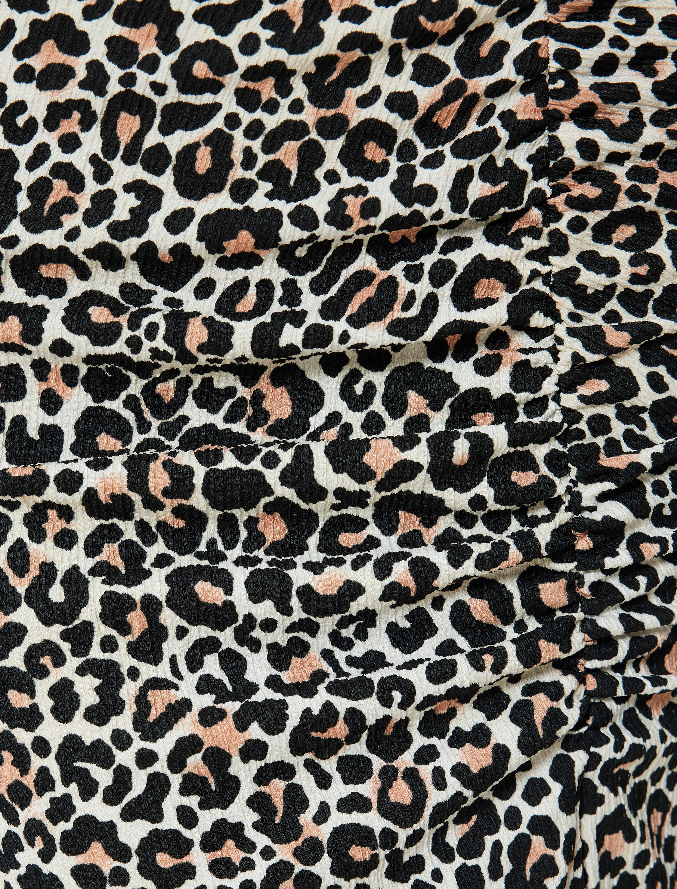   Leopar Desenli Etek Midi Yırtmaçlı Drapeli Bürümcük