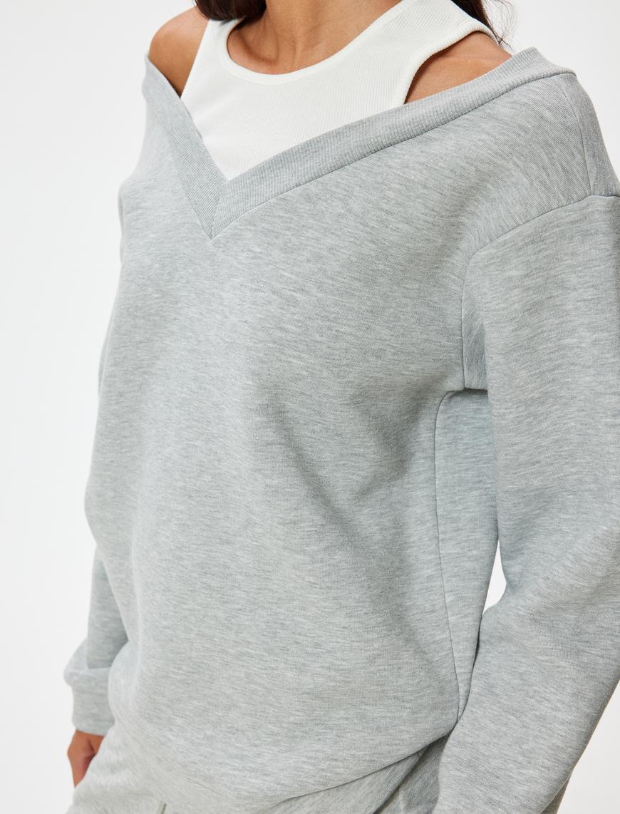   Oversize Sweatshirt Atlet Detaylı Uzun Kollu