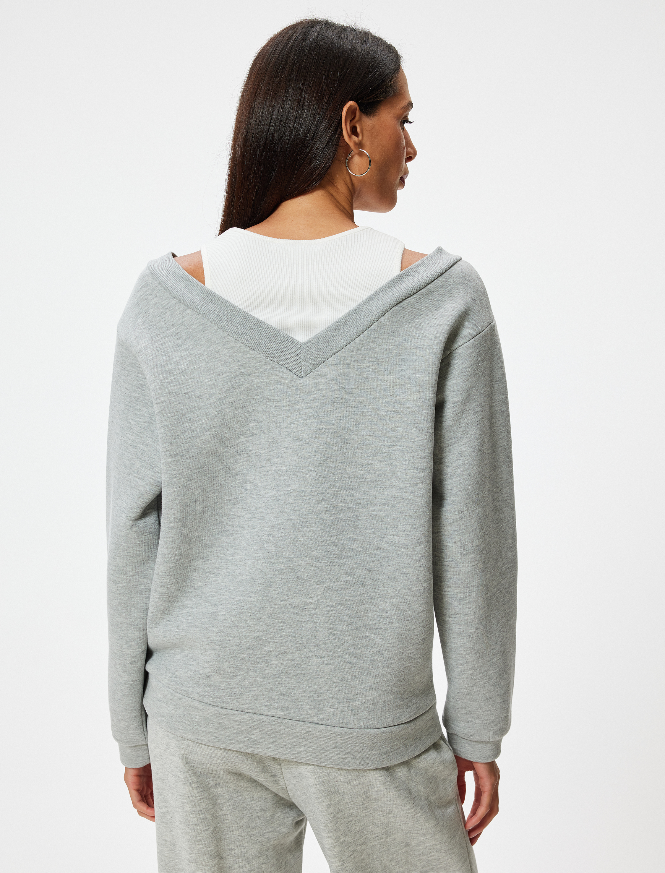   Şardonlu Oversize Sweatshirt Atlet Detaylı Uzun Kollu