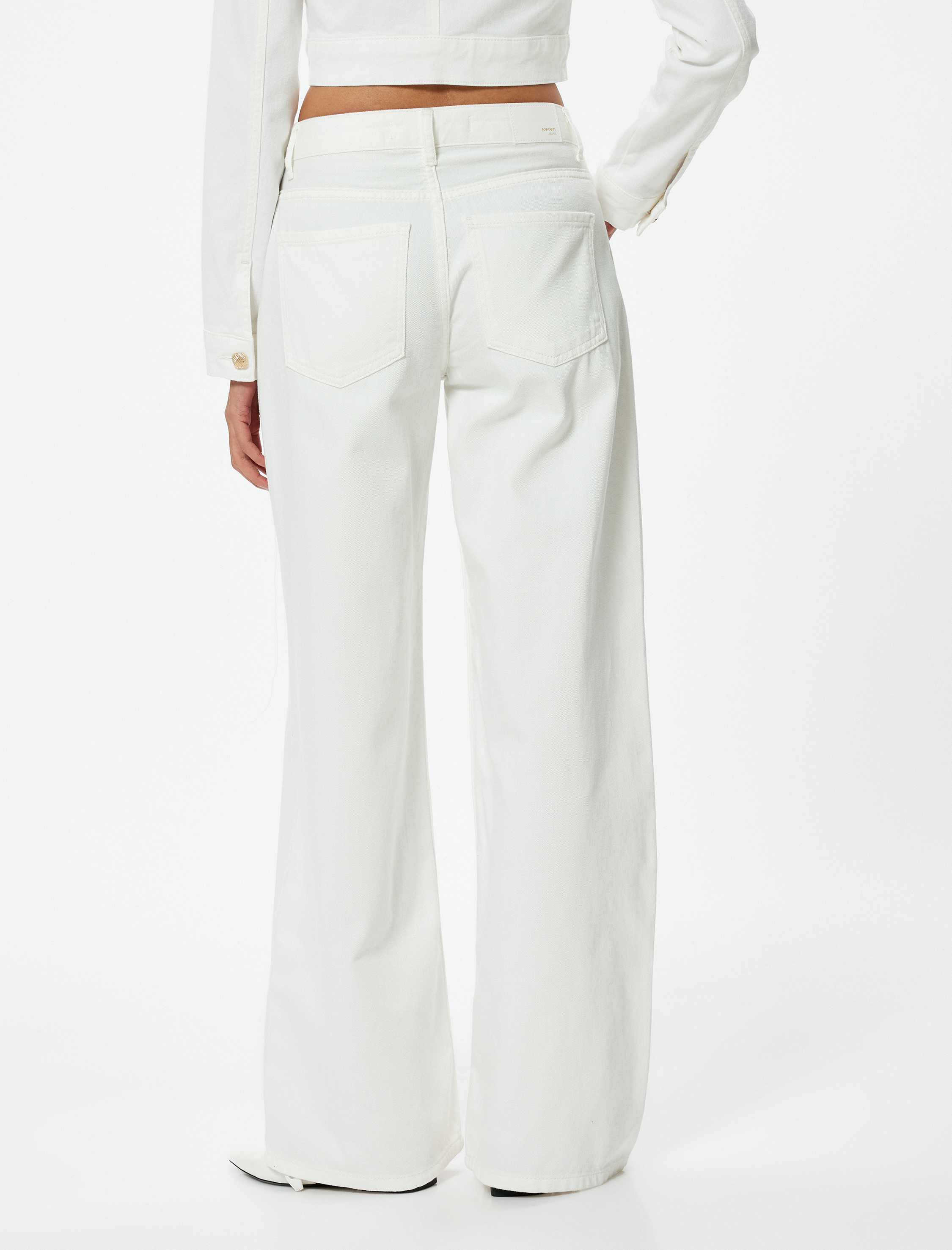   Geniş Paça Kot Pantolon Standart Bel Düğmeli - Bianca Wide Leg Jeans