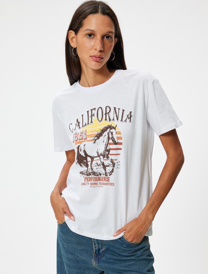  Oversize Tişört Şehir Baskılı Bisiklet Yaka Kısa Kollu