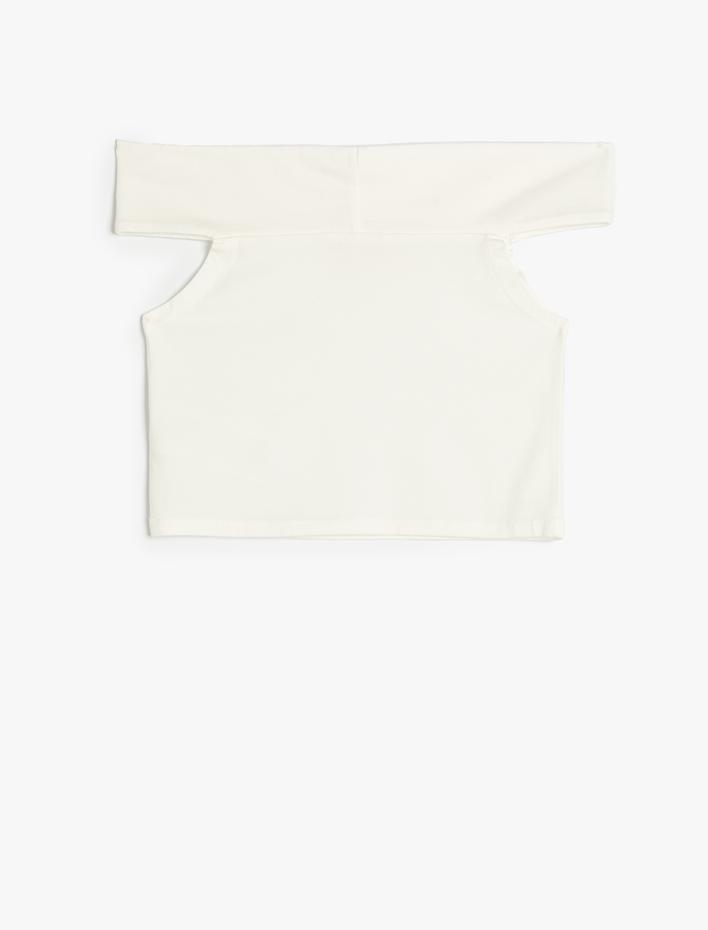 Kız Çocuk Bluz Düşük Omuzlu Pamuklu