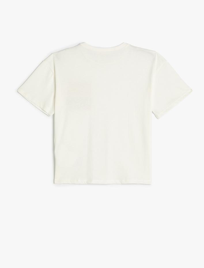 Kız Çocuk Tişört Örme Cep Detaylı Kısa Kollu Bisiklet Yaka Pamuklu