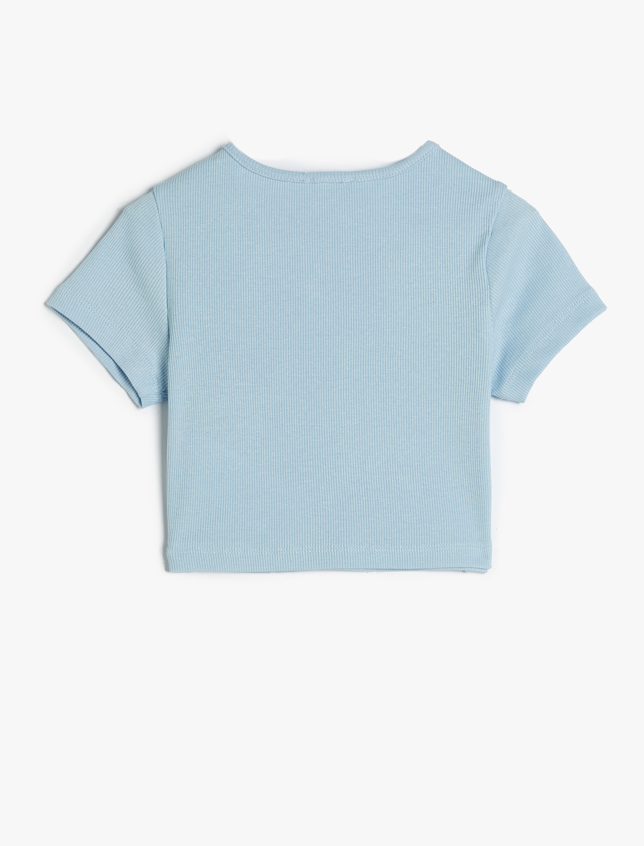  Kız Çocuk Tişört Slogan Baskılı Ribanalı Kısa Kollu Bisiklet Yaka