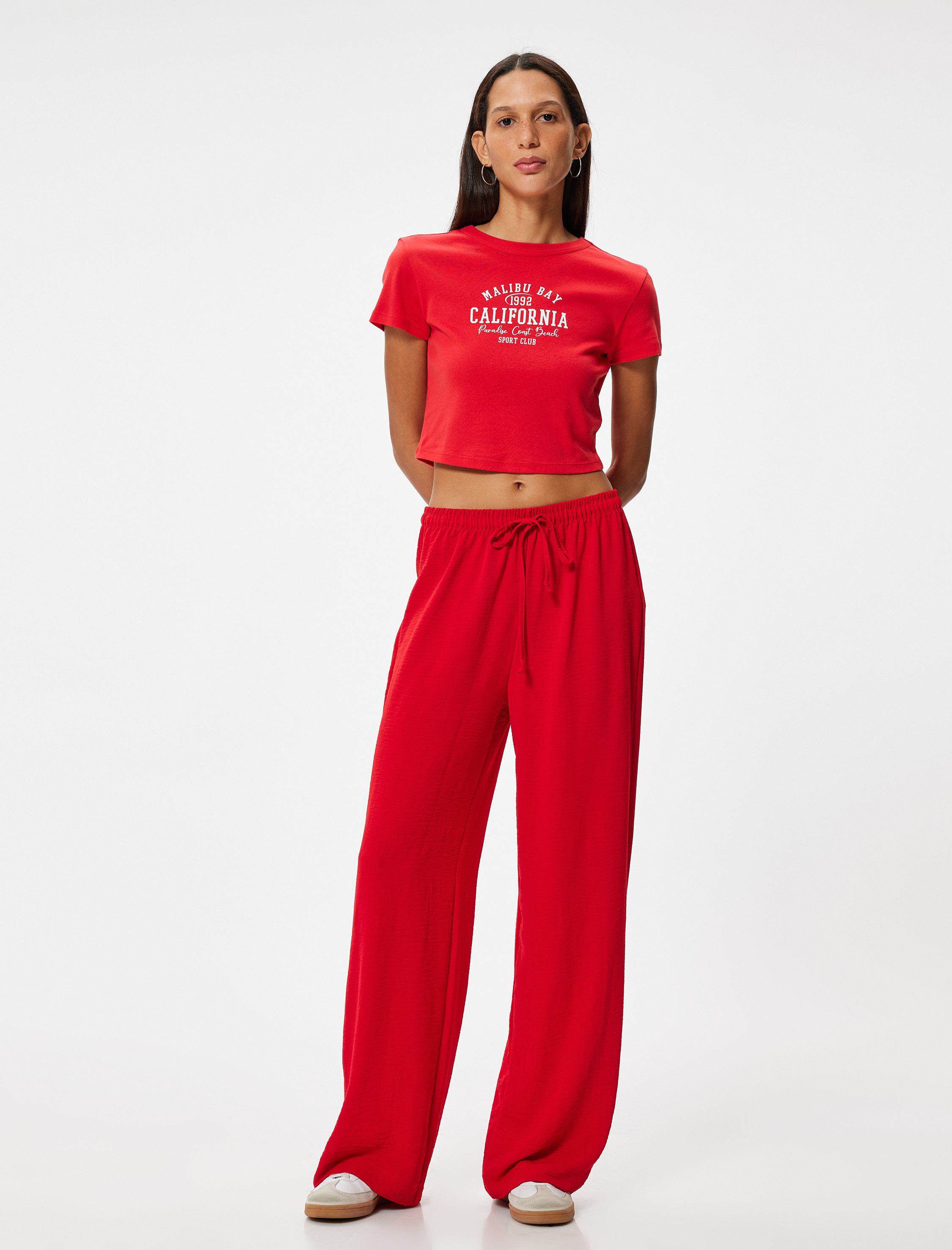   Beli Bağcıklı Pantolon Standart Bel Düz Paça