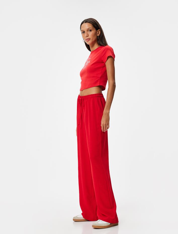  Beli Bağcıklı Pantolon Standart Bel Düz Paça