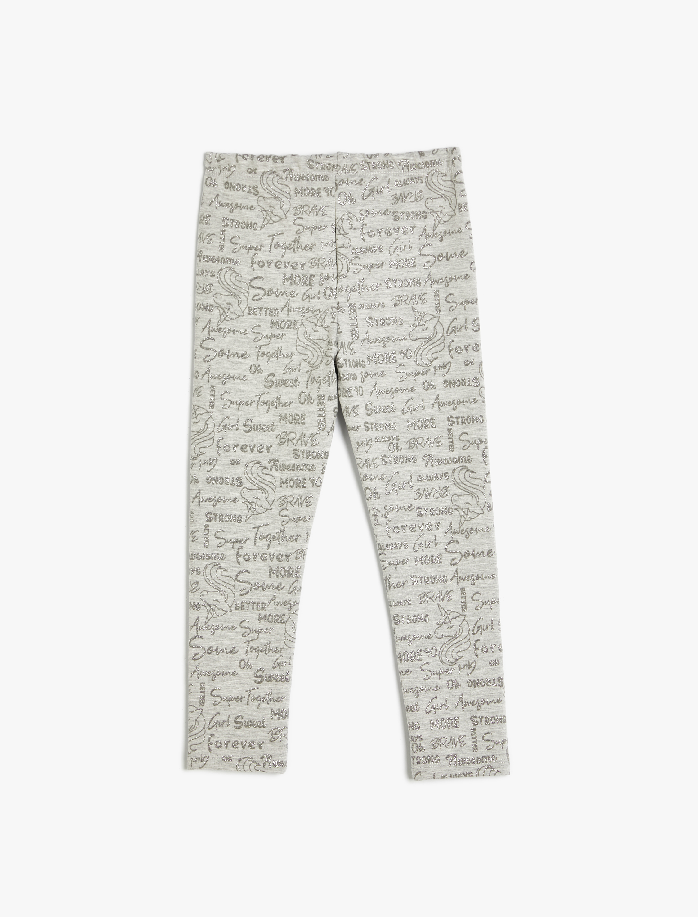  Kız Çocuk Unicorn Baskılı Standart Bel Şardonlu Tayt