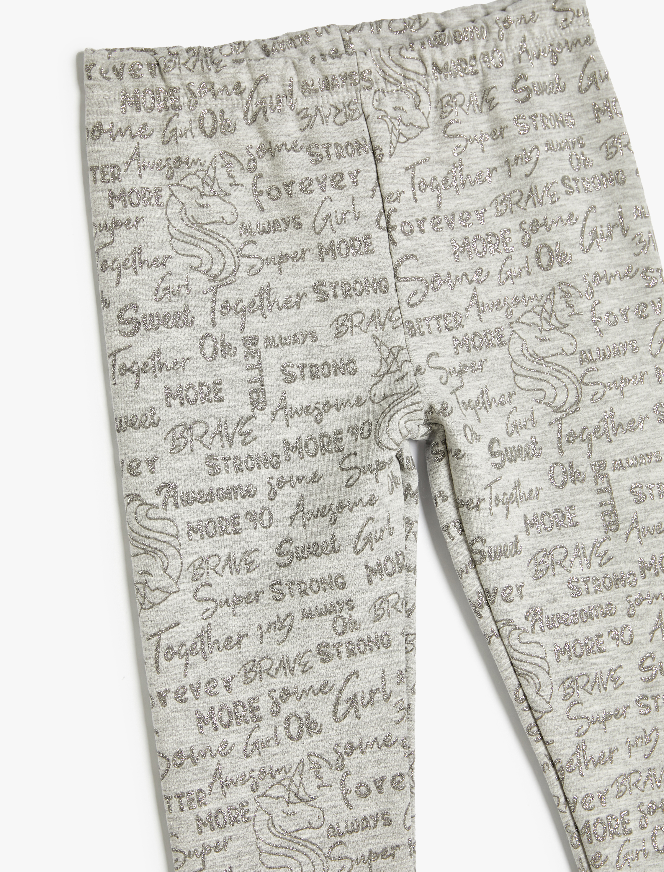  Kız Çocuk Unicorn Baskılı Standart Bel Şardonlu Tayt