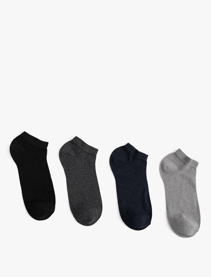 Erkek 4'lü Patik Çorap Seti Basic Pamuk Karışımlı