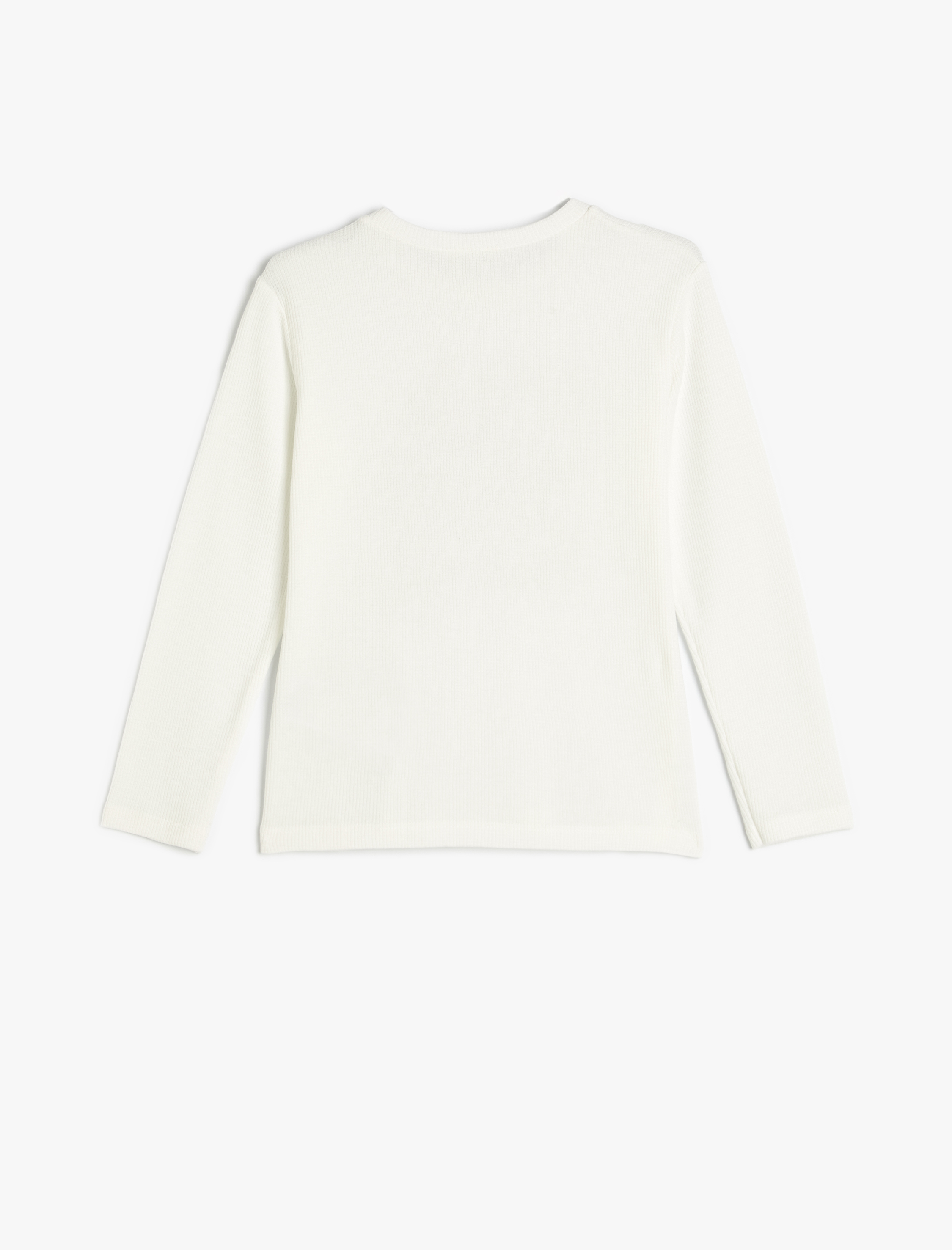  Kız Çocuk Slogan Baskılı Bisiklet Yaka Uzun Kollu Tişört