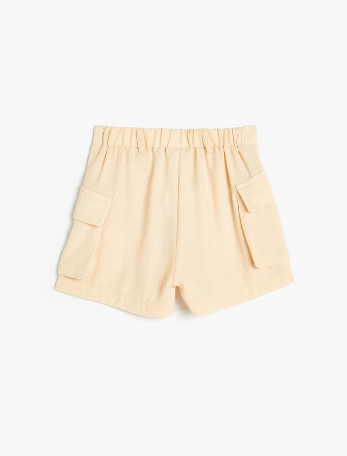 Kız Çocuk Şort Etek Kargo Cepli Beli Lastikli