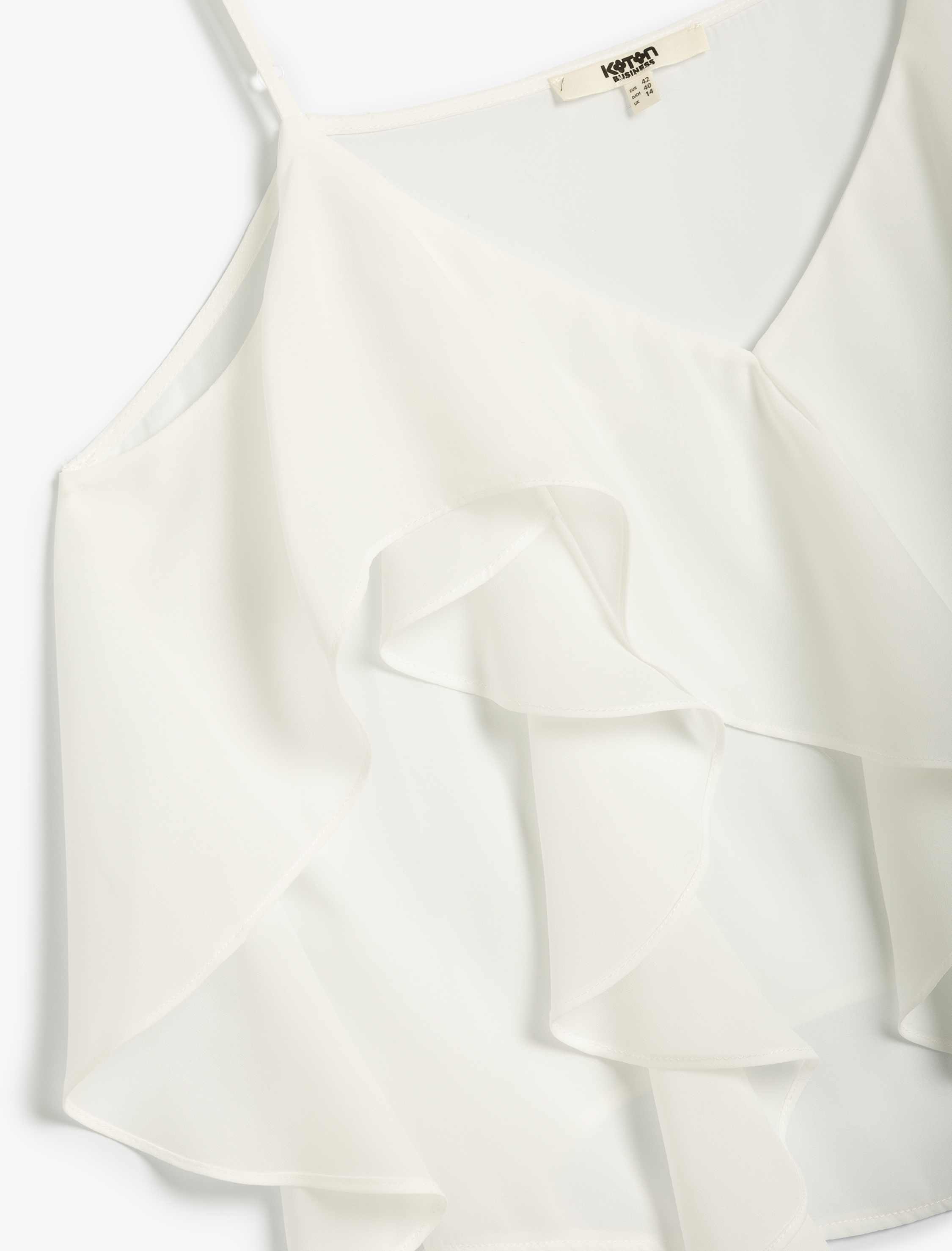   Fırfırlı Bluz İnce Askılı V Yaka