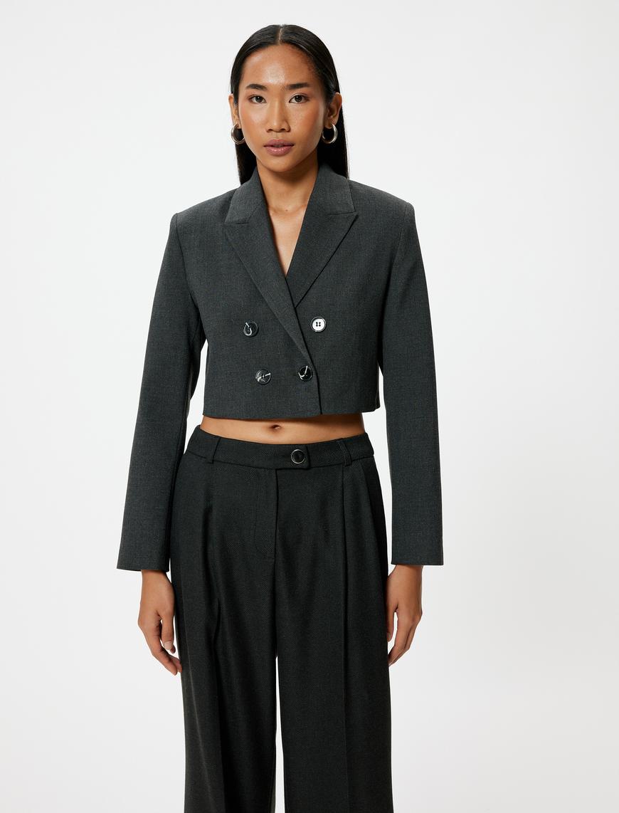   Kruvaze Oversize Crop Blazer Ceket