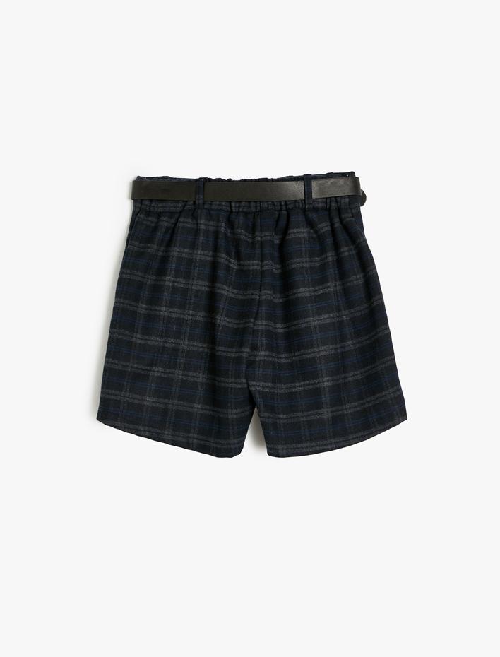 Kız Çocuk Pileli Şort Etek Kemer Detaylı