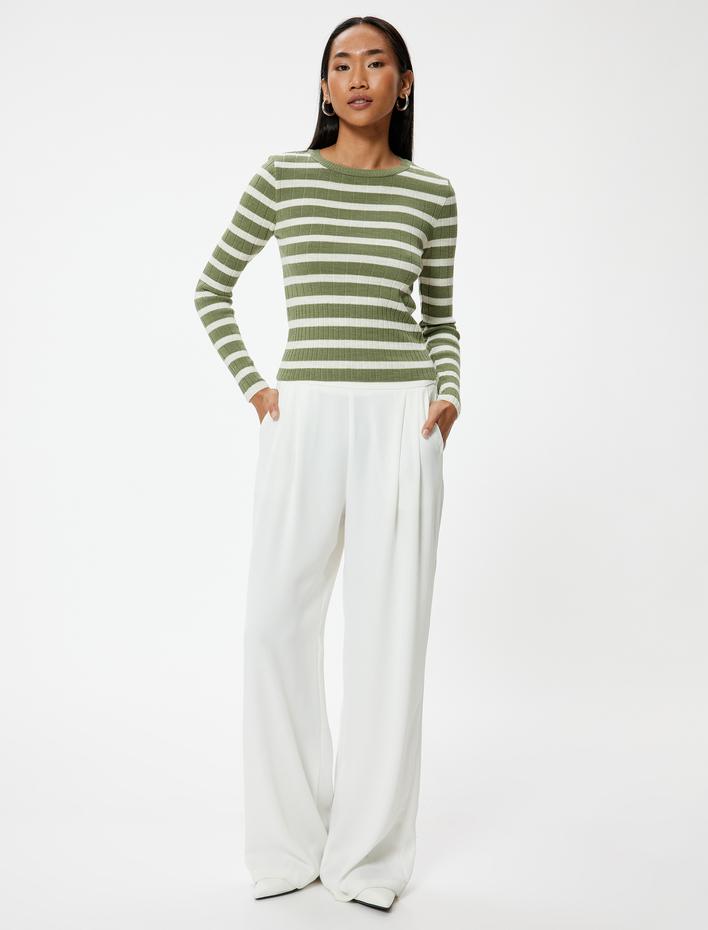  Triko Kazak Uzun Kollu Yuvarlak Yaka