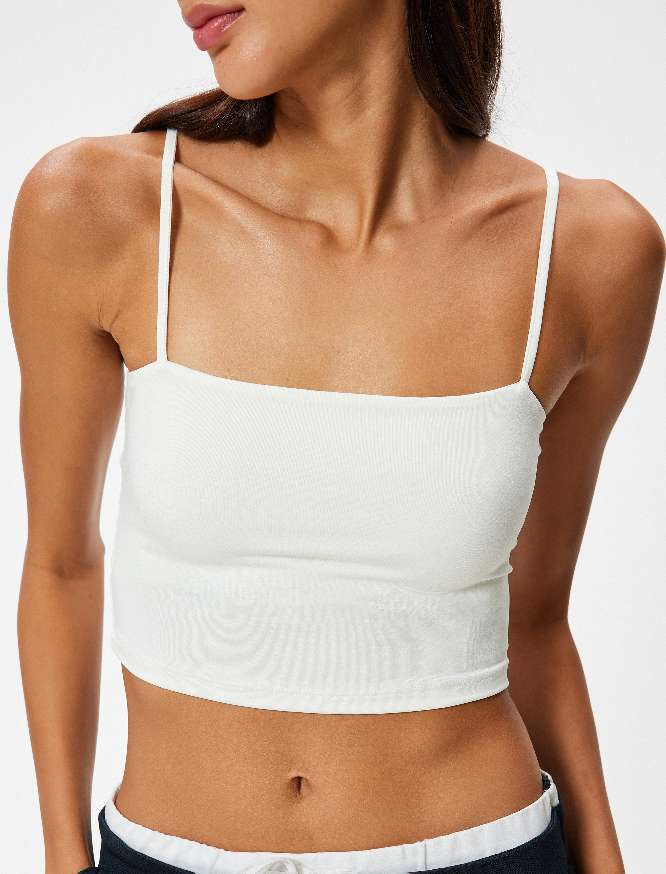 Crop Atlet Basic İp Askılı Slim Fit
