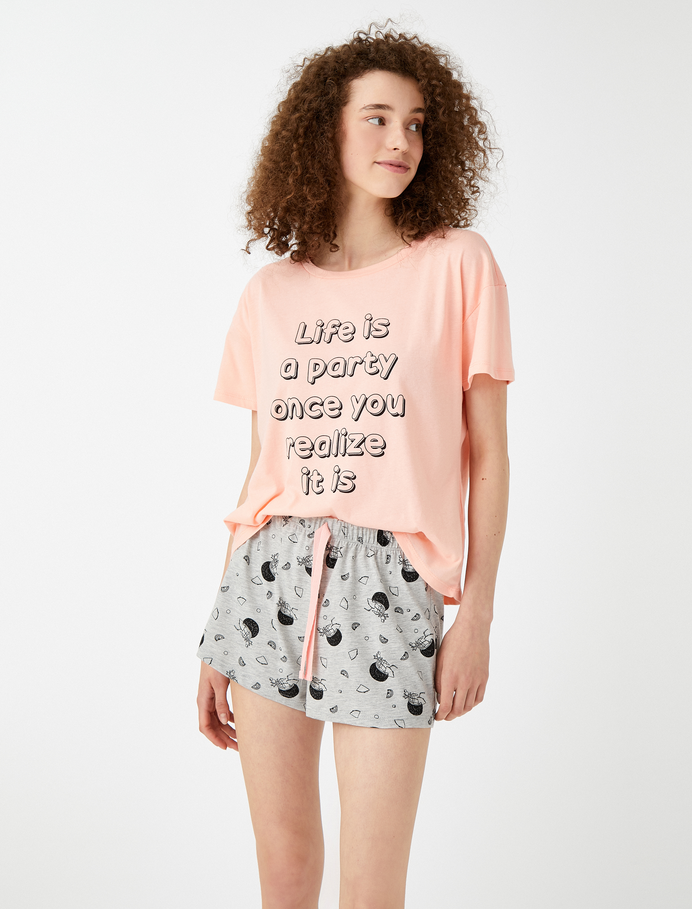   Şortlu Pijama Takımı Baskılı