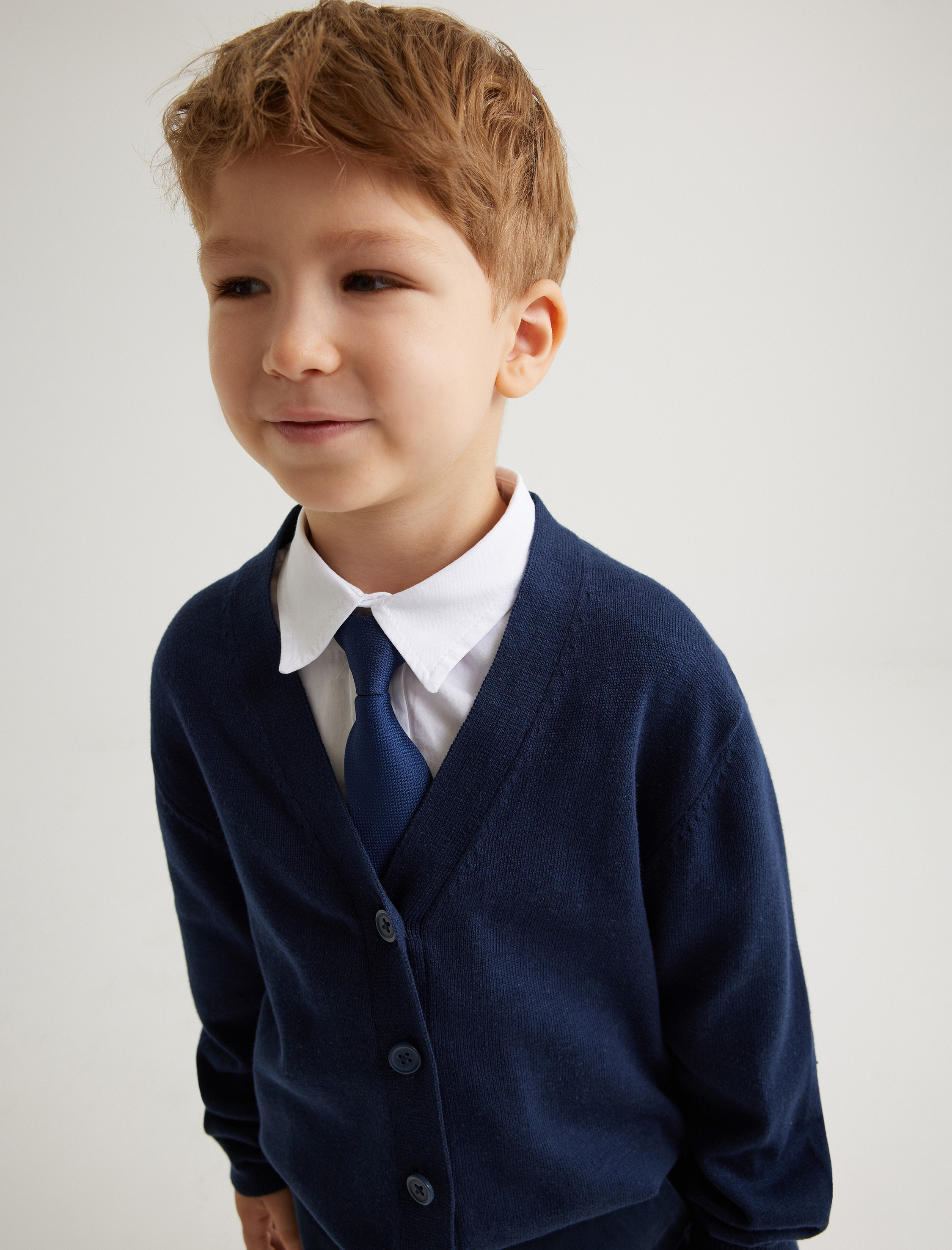  Erkek Çocuk V Yaka Düğmeli Pamuklu Basic Hırka