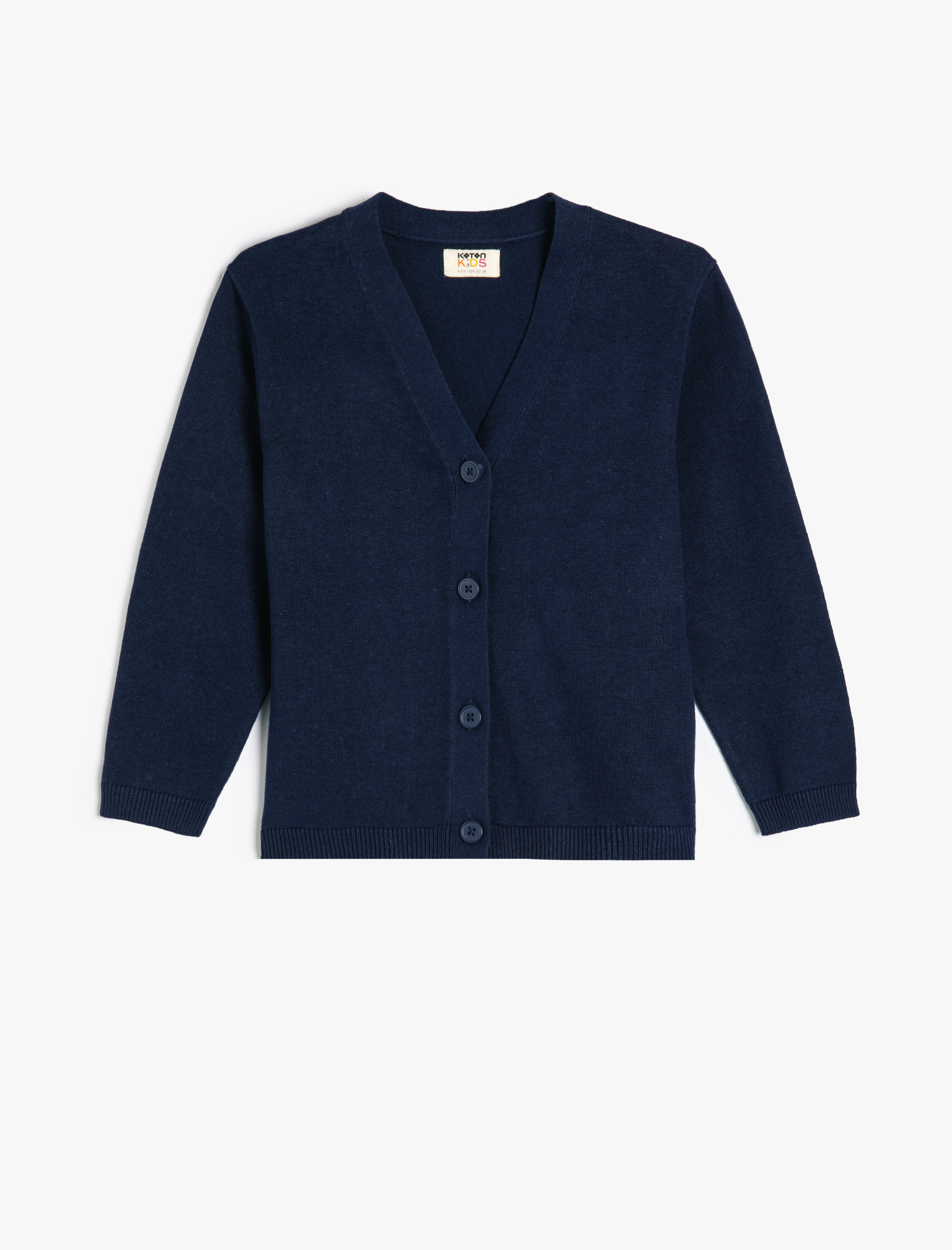  Erkek Çocuk V Yaka Düğmeli Pamuklu Basic Hırka