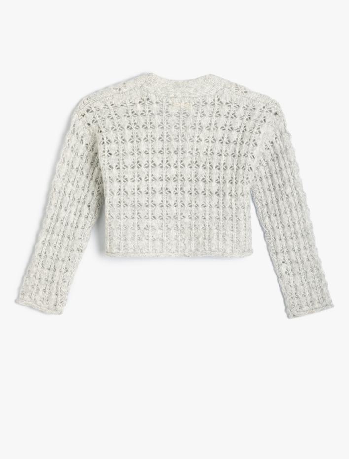 Kız Çocuk Ajurlu Hırka V Yaka