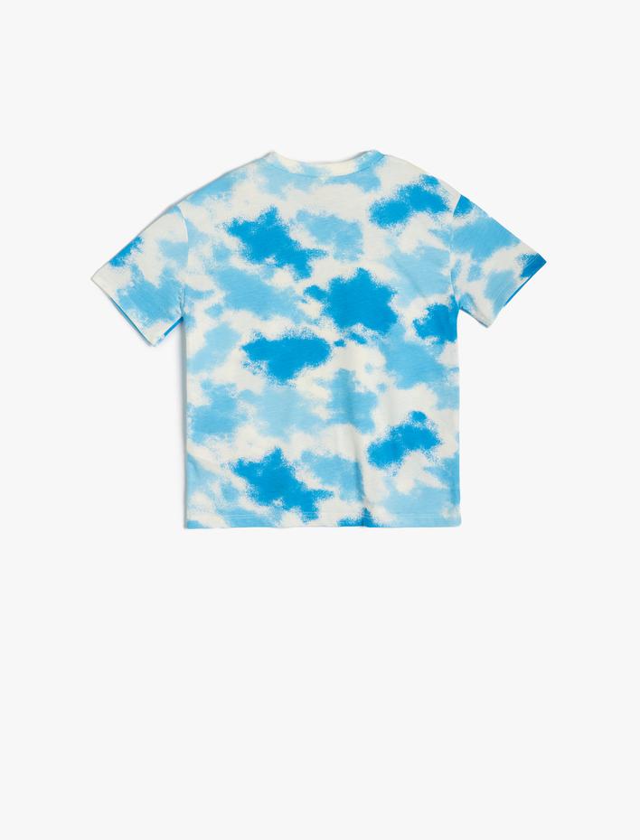 Erkek Bebek Tişört Palmiye Baskılı Batik Desenli Kısa Kollu Pamuklu