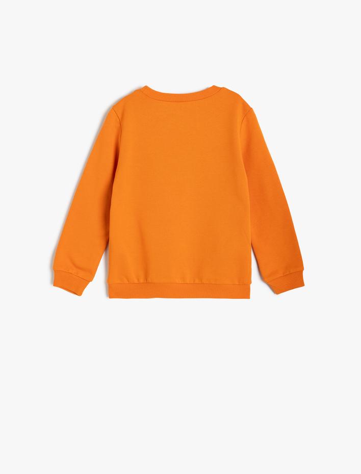 Erkek Bebek Dinozor Baskılı Uzun Kollu Bisiklet Yaka Pamuklu Şardonlu Sweatshirt